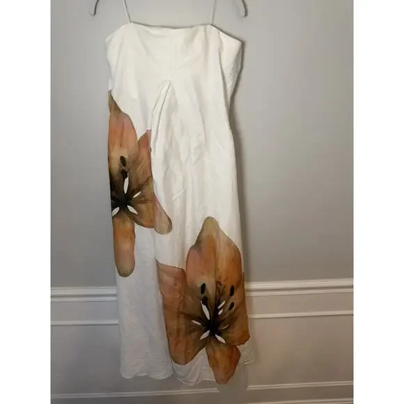 Significant Other Parisa Placed Floral Strapless 100%Linen Maxi Dress Size 6 NEW - Picture 6 of 15